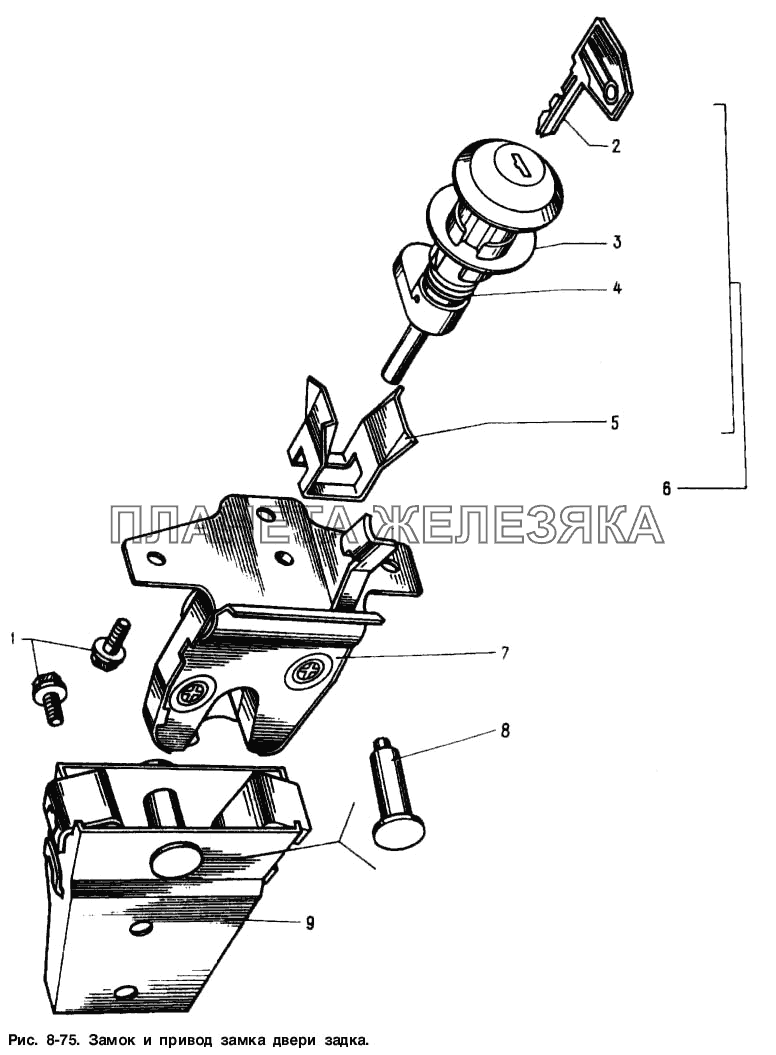 Замок и привод замка двери задка Москвич-2141