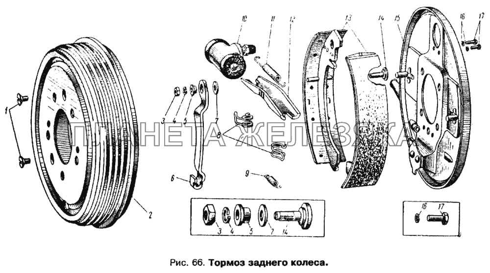 Тормоз заднего колеса Москвич 412