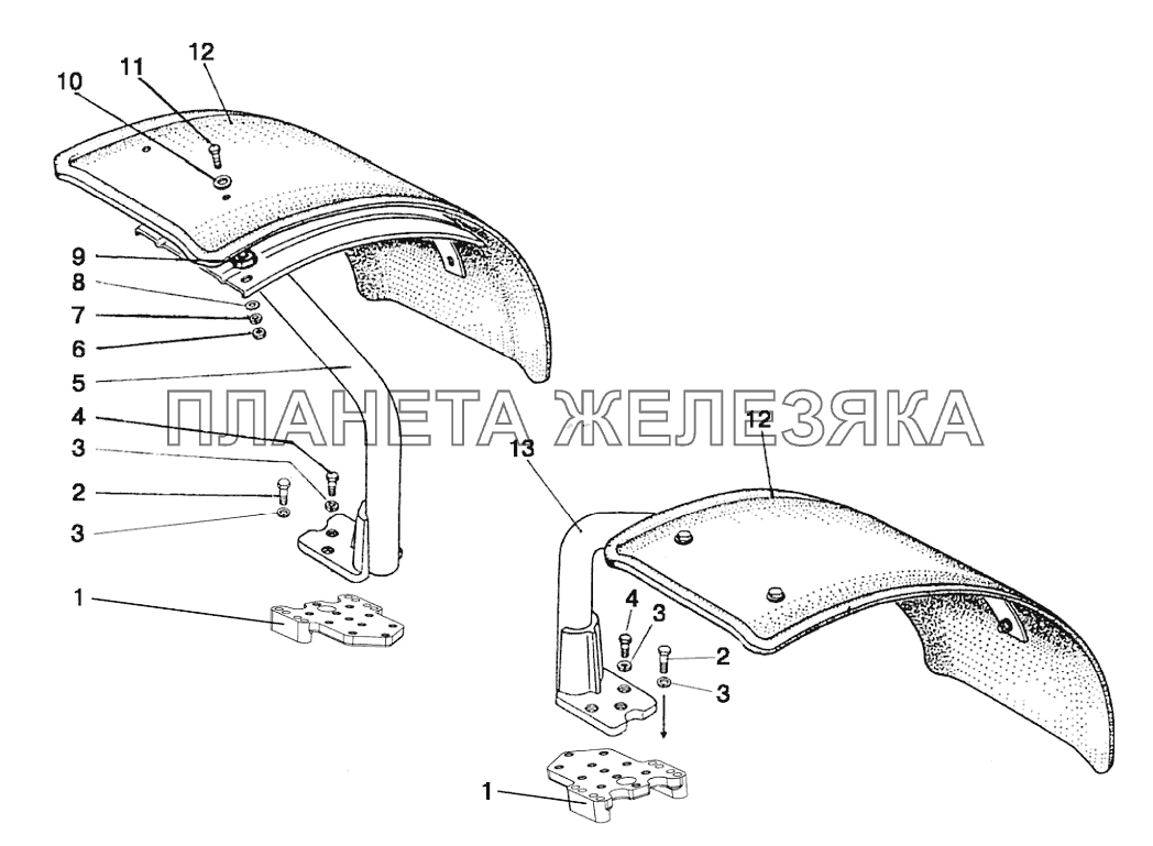 Крылья передние (для ПВМ 822-2300020-02 с удлиненными рукавами) Беларус-1025.5