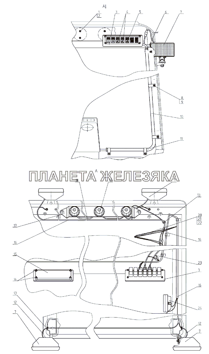 Установка фар рабочих МТЗ-1025.4