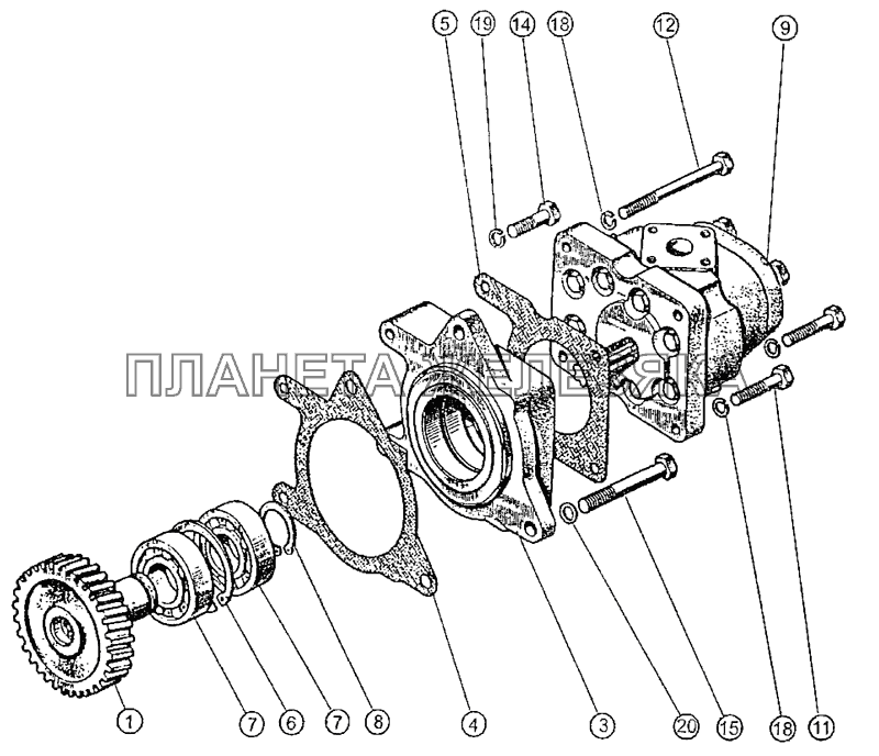 Привод насоса шестеренного МТЗ-1222/1523