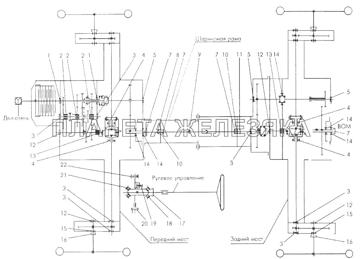 Схема расположения подшипников и манжет МТЗ-112Н, 132Н