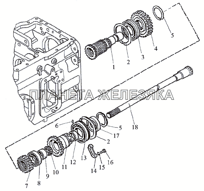 Вал блока шестерен МТЗ-1523.4