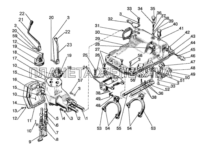 Механизм управления коробкой передач МТЗ-1523.4