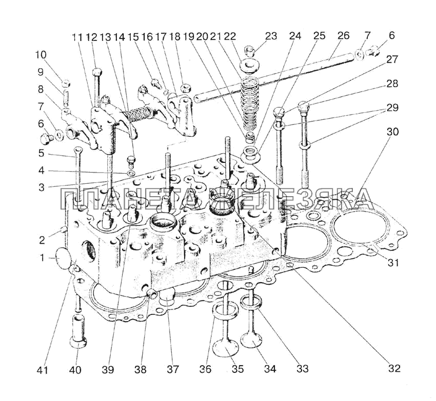 Головка цилиндров, клапаны и толкатели клапанов МТЗ-1523