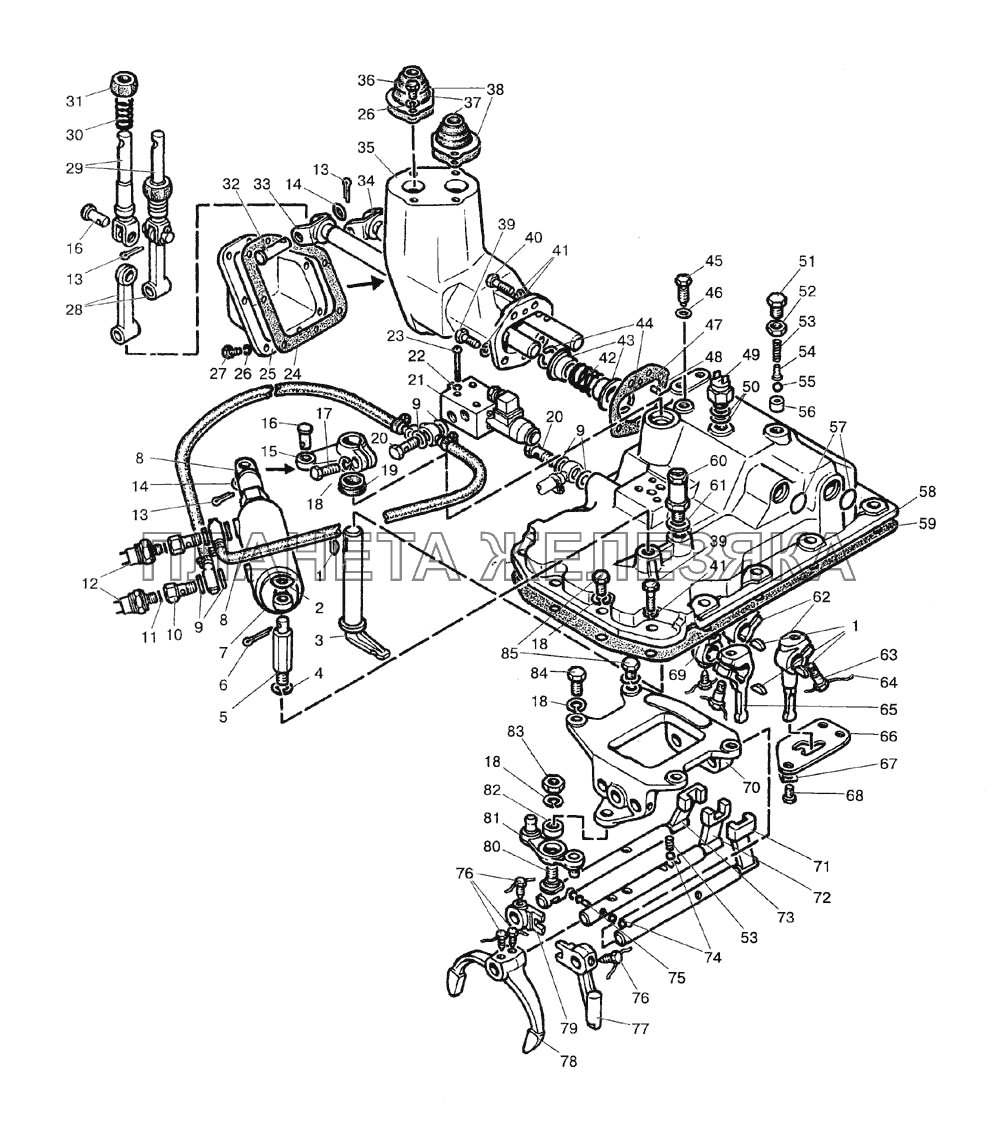 Механизм управления коробкой передач МТЗ-1522