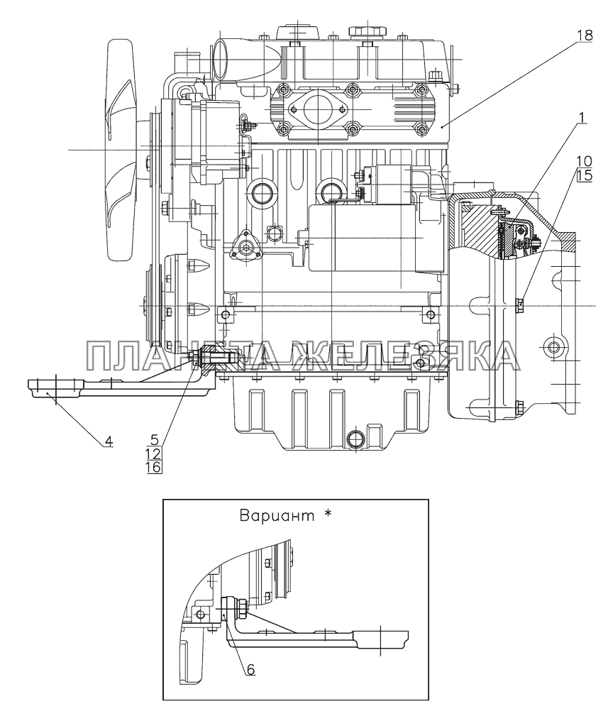 Установка двигателя МТЗ-310, 320, 321