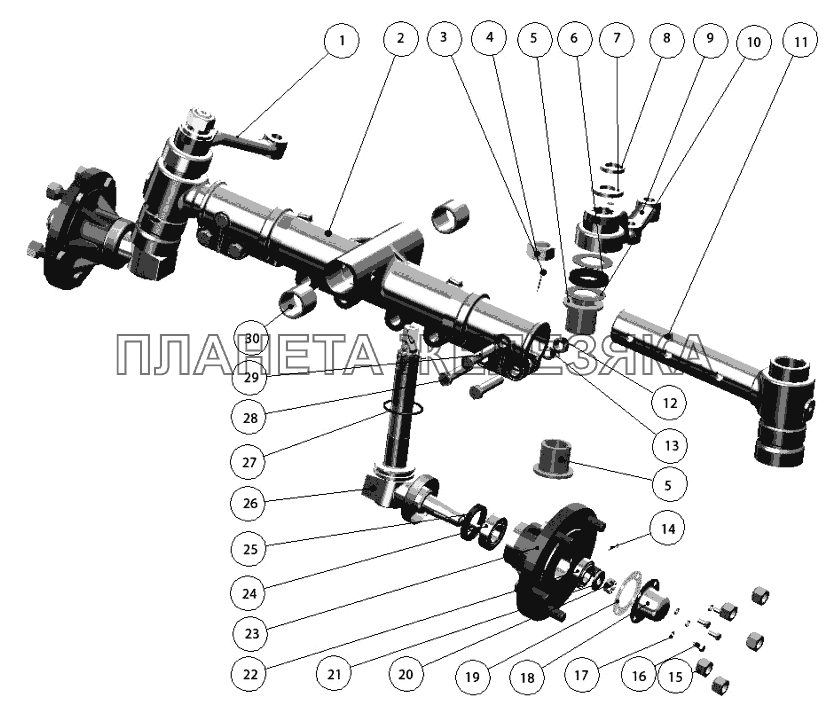 Ось передняя (для тракторов «БЕЛАРУС-310.3/310Р») МТЗ-310, 320, 321