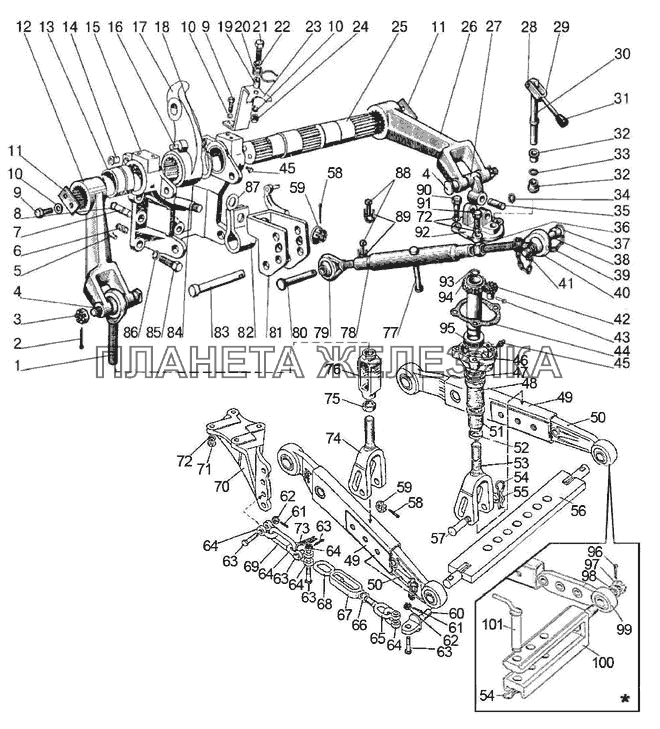 Механизм задней навески (для тракторов с силовым регулятором) МТЗ-570