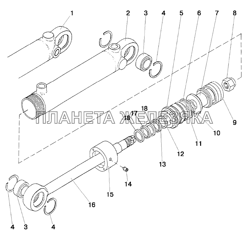 Гидроцилиндр Ц50 (50x25-200) МТЗ-80.1