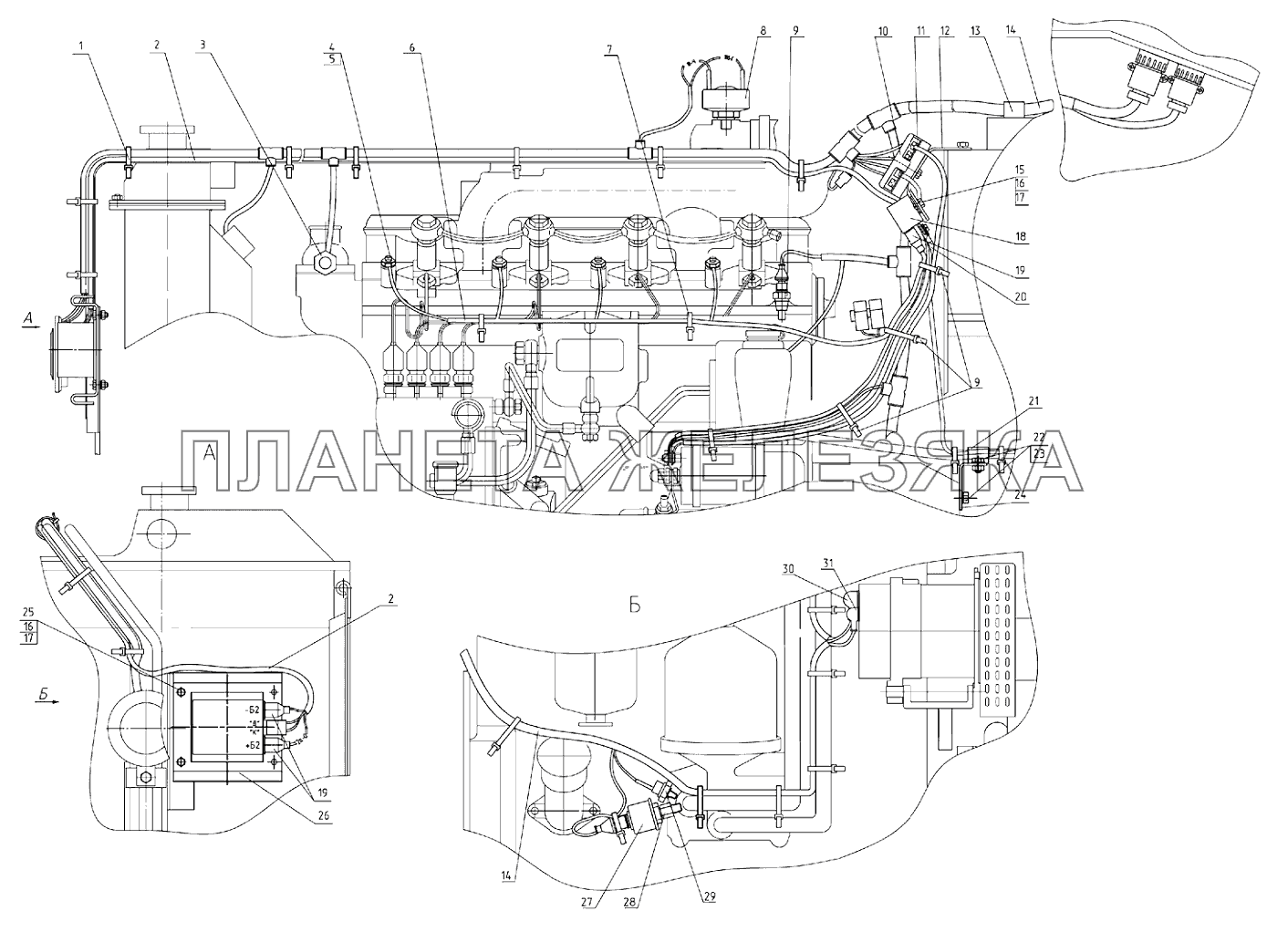 Электрооборудование двигателя (для тракторов с металлической облицовкой) МТЗ-80.1