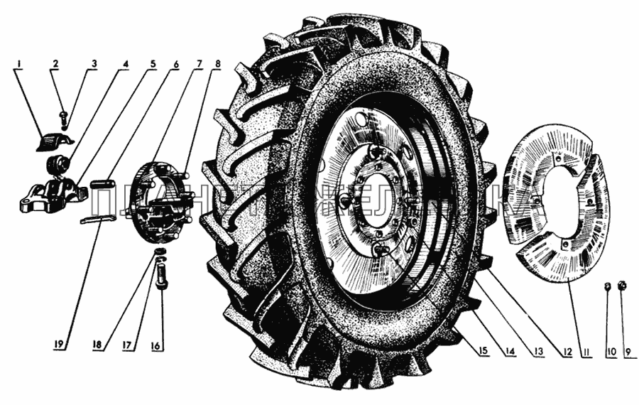 Ступицы задних колес. Покрышки и камеры МТЗ-80