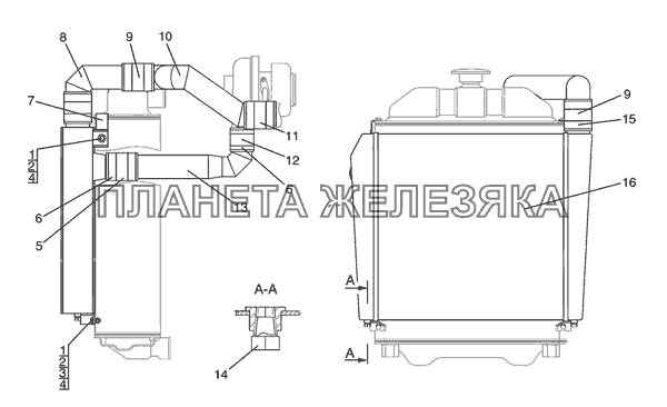Охладитель наддувочного воздуха (для трактора «БЕЛАРУС-821.3/921.3») МТЗ-821/921