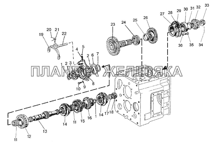 Вал первичный и вал вторичный синхронизированной КП МТЗ-821/921