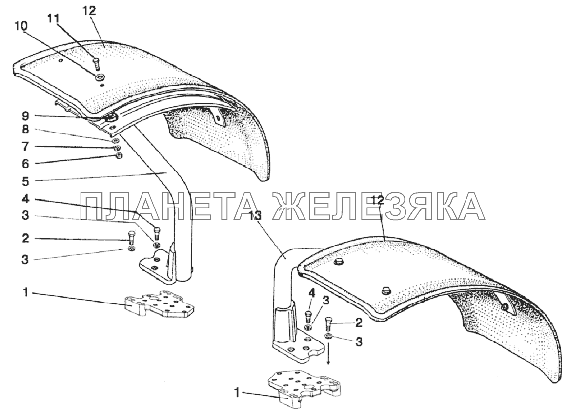 Крылья передние (для ПВМ 822-2300020-02 с удлиненными рукавами) Беларус-892