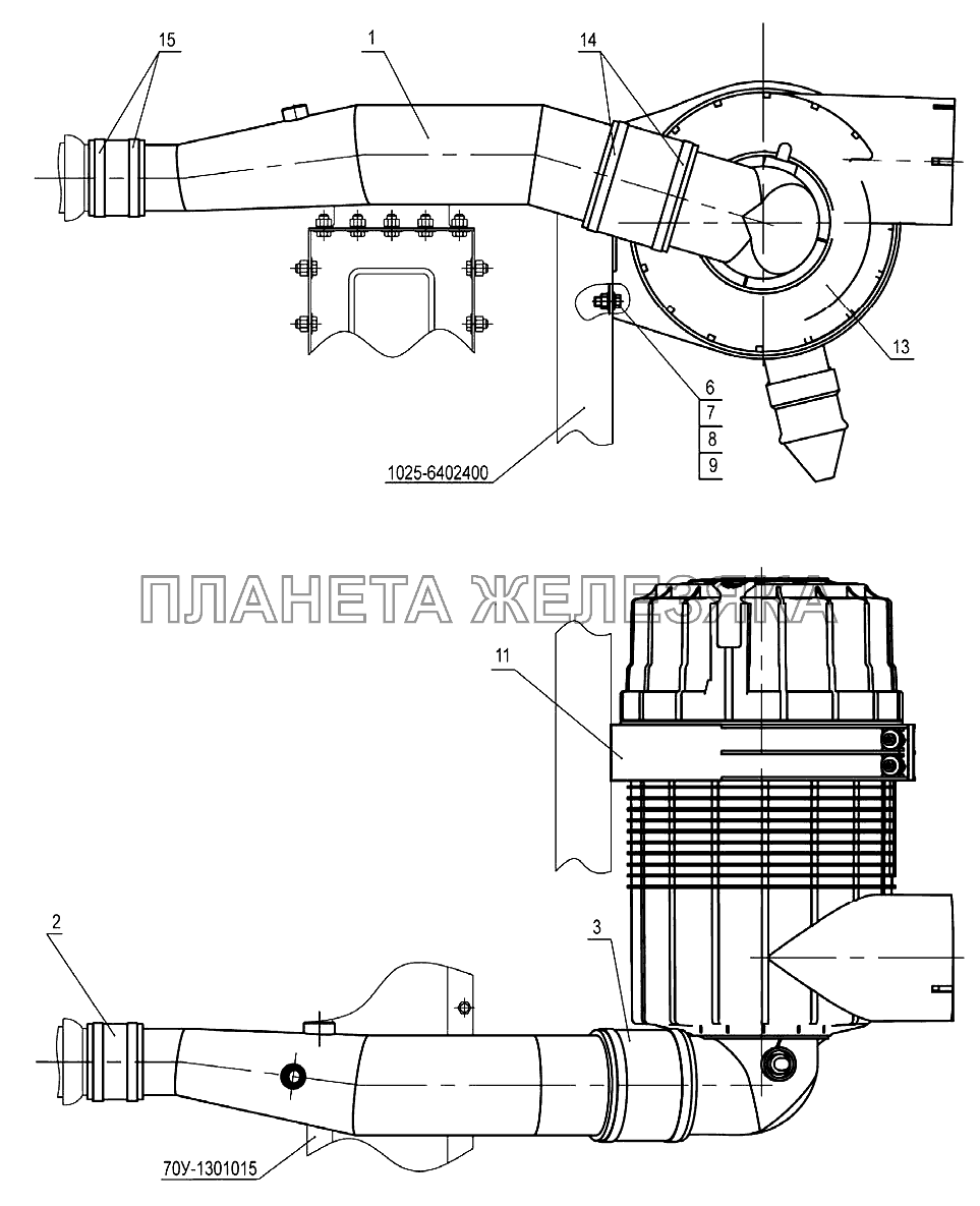 Установка воздухоочистителя (Д-245.5S2) Беларус-922.3 / 922.4