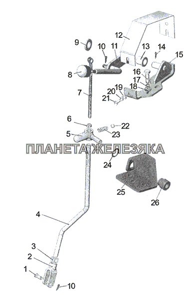 Управление раздаточной коробкой (для двухрычажной КПП) МТЗ-900/920/950/952