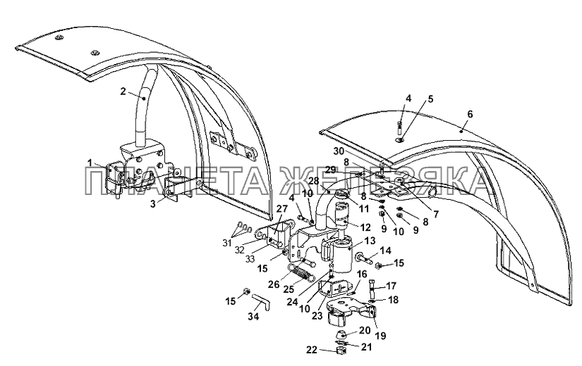 Крылья передние (для ПВМ 822-2300020-04 с короткими рукавами) Беларус-952.5