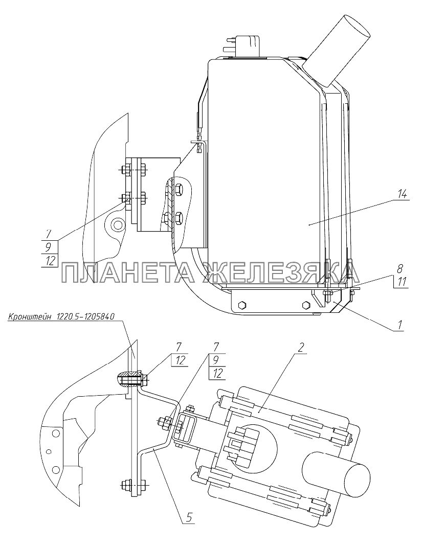 Установка бака системы SCR (1220.5-1201010) Беларус-952.5