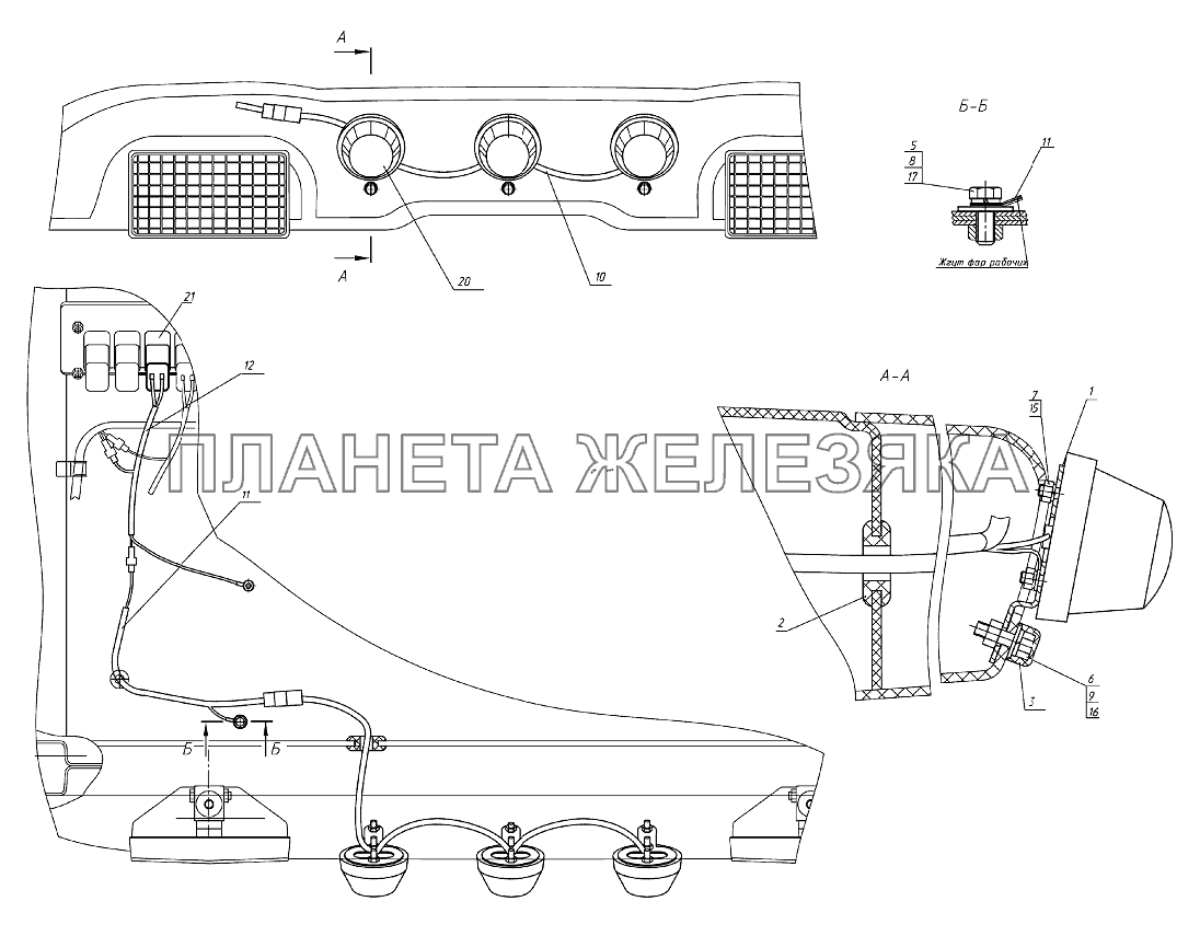 Установка фонарей автопоезда Беларус-952.5