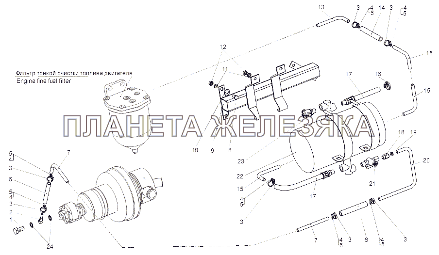 Система питания подогревателя (ПЖД) МЗКТ-65151 