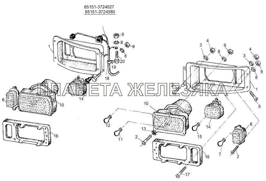 Установка головного освещения МЗКТ-65151 