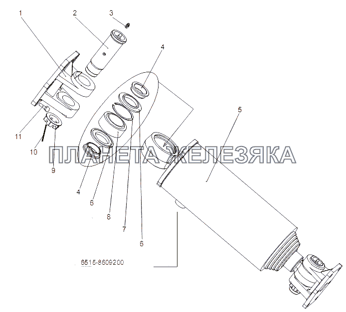 Гидроцилиндр с кронштейнами 6515-8603008-01 МЗКТ-65151 