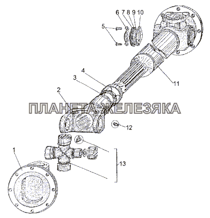 Вал карданный 7415-2218010 МЗКТ-652511