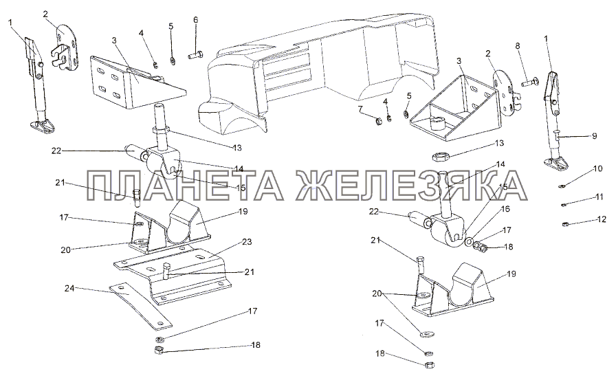 Запорный механизм капота МЗКТ-652511