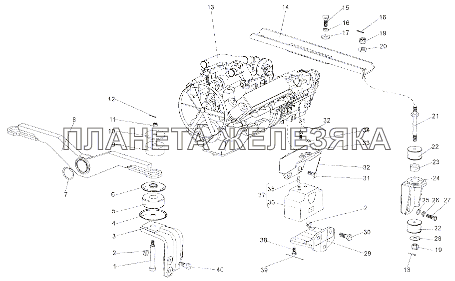 Установка двигателя МЗКТ-79011