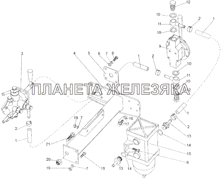 Установка агрегатов топливной системы МЗКТ-79011