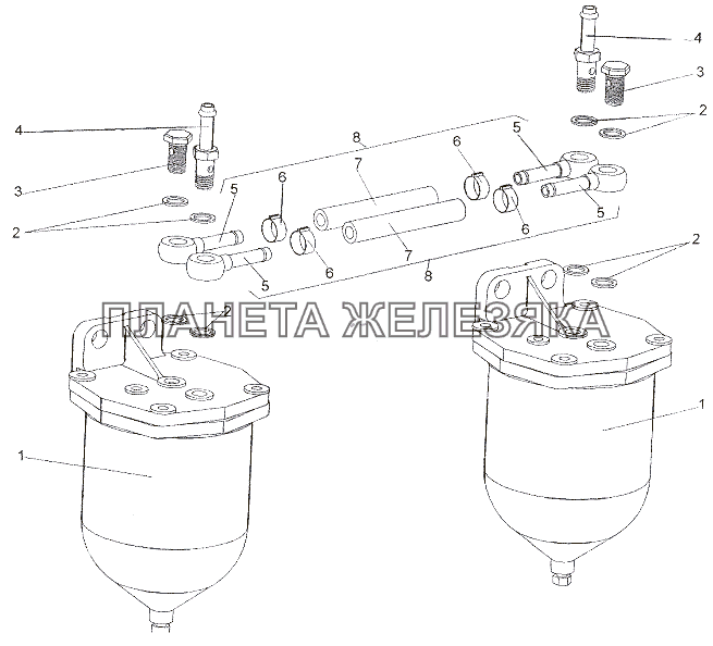 Топливопроводы фильтр-отстойника топлива МЗКТ-6527