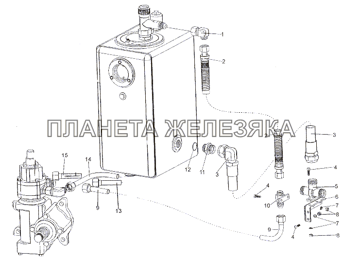 Трубопроводы и шланги бака и распределителя МЗКТ-7402