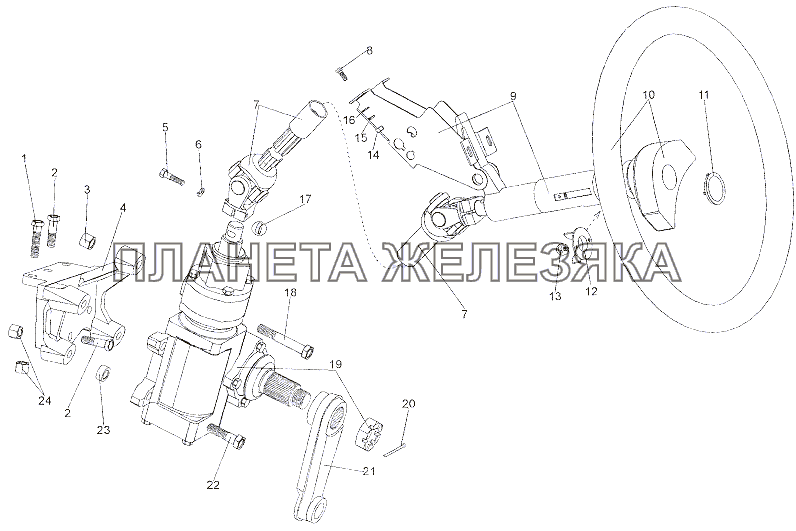 Установка рулевого механизма МЗКТ-79011