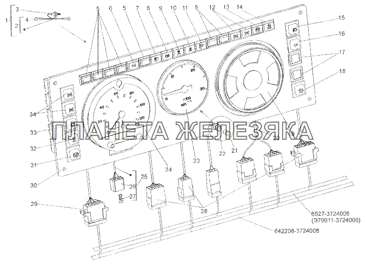 Панель приборов основная 6527-3800001 МЗКТ-6527