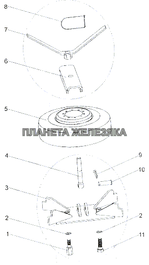 Крепление запасного колеса МЗКТ-7401