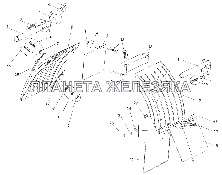 Установка задних крыльев (Крылья металлические) МЗКТ-7402