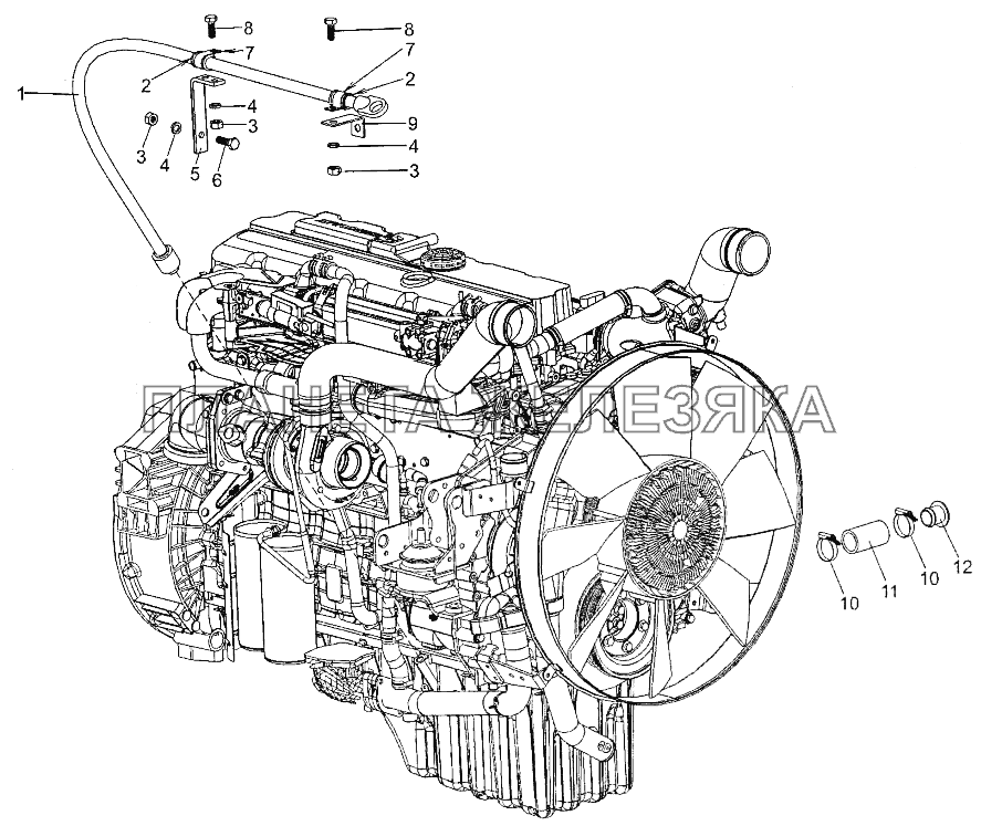 Установка агрегатов системы смазки двигателя МЗКТ-700600-011