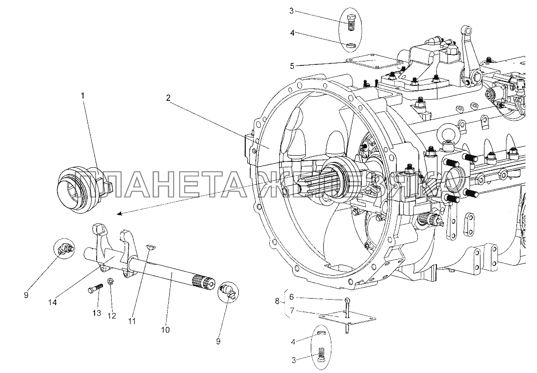 Коробка передач с деталями выключения сцепления 700600-1700045 МЗКТ-700600-011
