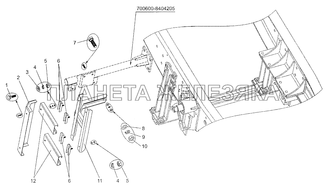 Установка бокового ограждения МЗКТ-700600-011