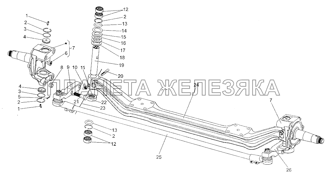 Установка поворотного кулака оси 65151-3000015-01 МЗКТ-700600-011