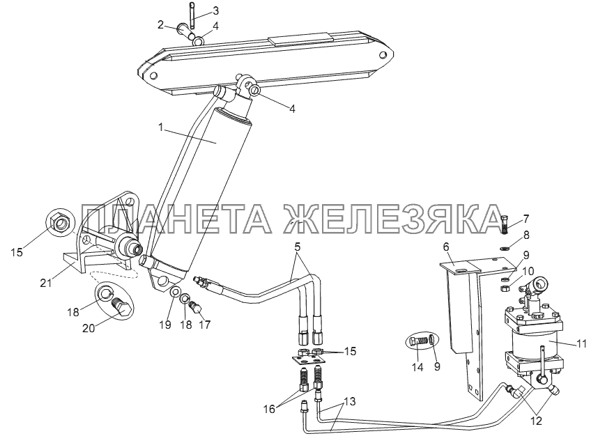 Механизм подъёма кабины МЗКТ-74131