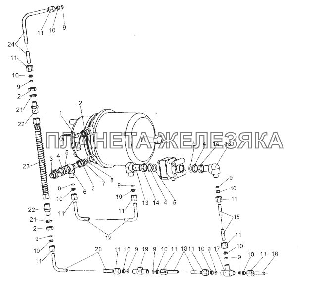 Присоединительная арматура к тормозной камере и клапану включения МЗКТ-74296
