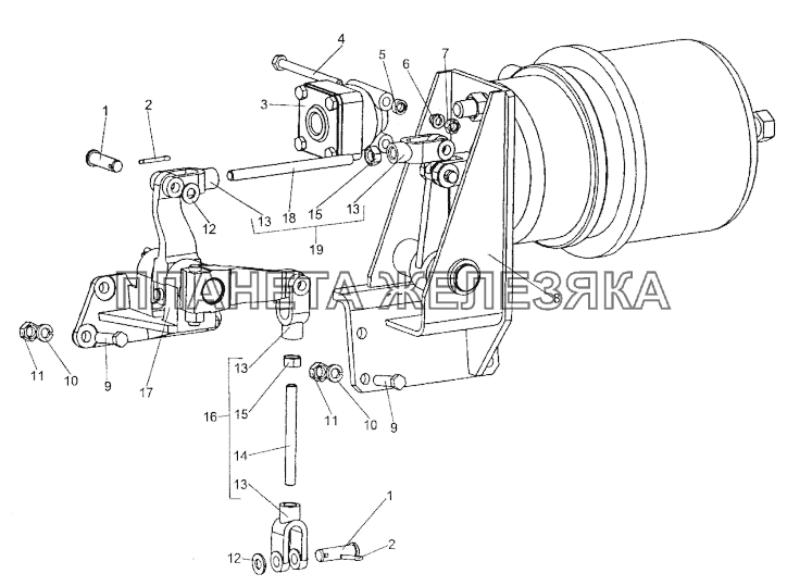 Управление стояночным тормозом МЗКТ-74296