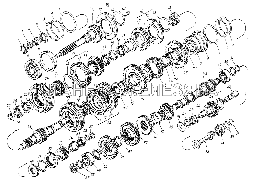 Детали коробки передач МЗКТ-79092