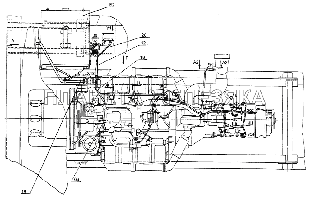 Установка электрооборудования двигателя и аккумуляторного щитка МЗКТ-79092