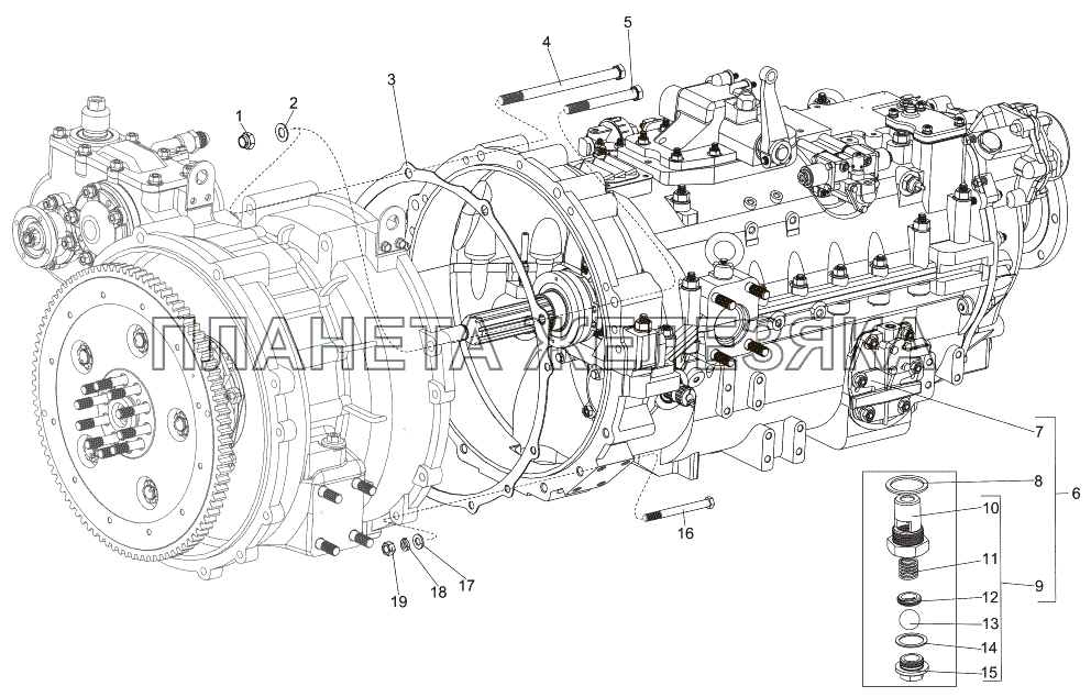 Установка коробки передач МЗКТ-7930-200