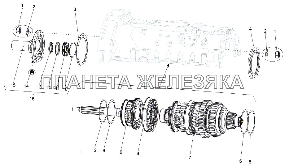 Установка первичного и вторичного валов МЗКТ-7930-200