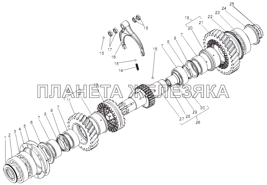 Ведущий вал раздаточной коробки 7930-1800020-01 МЗКТ-7930-200