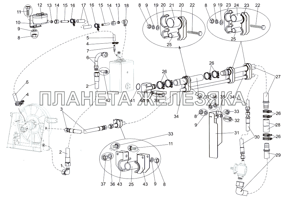 Установка трубопроводов силовых магистралей МЗКТ-7930-200